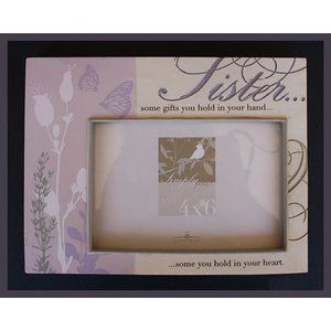 Simply You ``Sister'' resin 4" x 6" table picture frame w/flowers & butterflies